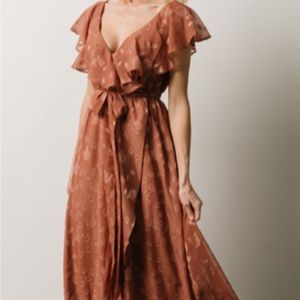 Baltic born Marion jacquard ruffle maxi dress - Rosy Brown
